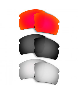 Hkuco Mens Replacement Lenses For Oakley Flak 2.0 XL Red/Black/Titanium Sunglasses